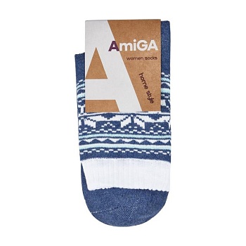 фото шкарпетки жіночі amigа махрові, зі сніжинкою сині, розмір 23-25