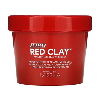 фото маска для обличчя missha amazon red clay pore mask на основі червоної глини, 110 мл