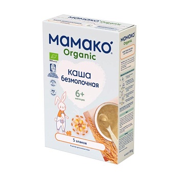 фото дитяча безмолочна каша mamako organic 5 злаків, з 6 місяців, 200 г