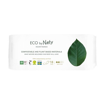 foto органічні урологічні прокладки eco by naty mini plus, 16 шт