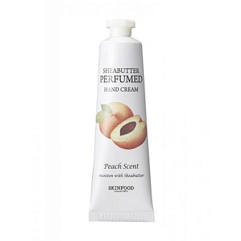 фото крем для рук skinfood shea butter perfumed hand cream peach scent, 30 мл