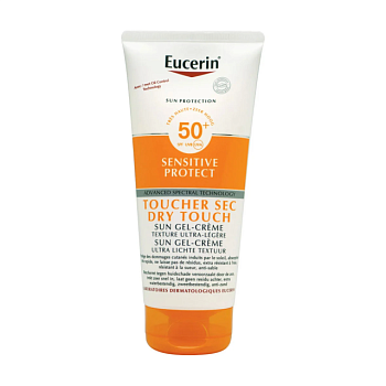 фото сонцезахисний гель-крем для тіла eucerin sun protection sensitive protect toucher sec spf 50+ sun gel-cream, 200 мл