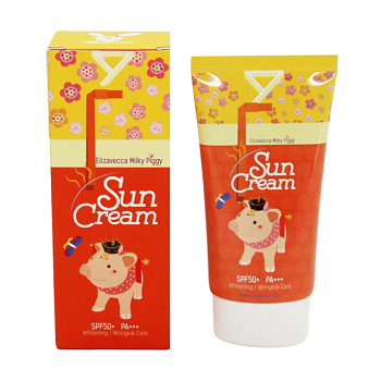 фото сонцезахисний крем для обличчя elizavecca milky piggy sun cream spf 50+, 50 мл