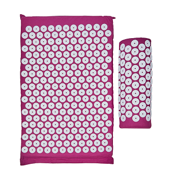 фото акупунктурний масажний килимок + подушка acupressure set, рожевий
