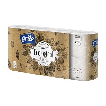 foto туалетний папір grite ecological 3-шаровий, 135 відривів, 8 шт