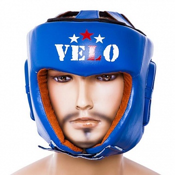 foto боксерский шлем кожаный velo aiba l синий (vls-1001lb)