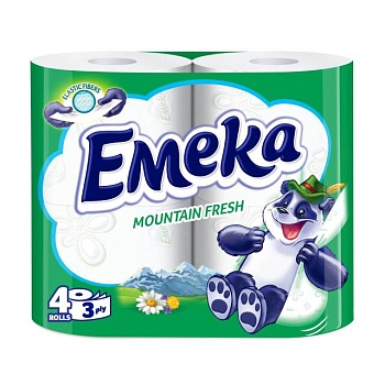 foto туалетний папір emeka mountain fresh, 3-шаровий, 135 відривів, 4 шт
