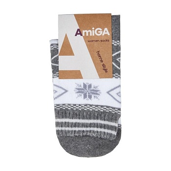 фото шкарпетки жіночі amigа махрові, зі сніжинкою сірі, розмір 23-25