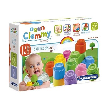 фото дитяча іграшка-конструктор clementoni soft clemmy м'які блоки, від 6 місяців, 31.5*21.5*7 см, 12 деталей (14706)