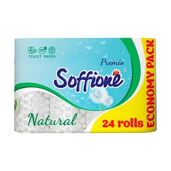 foto туалетний папір soffione natural family pack білий, 24 шт