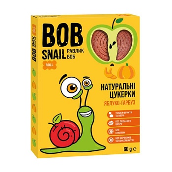 foto натуральні цукерки bob snail яблуко-гарбуз, 60 г