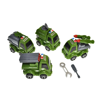 фото дитячий набір машинок-конструкторів yg toys військовий, від 3 років, 4 шт (666-38)