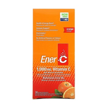 фото дієтична добавка ener-c 1.000 mg vitamin c шипучий розчинний порошок для напою, зі смаком апельсину, 30 шт