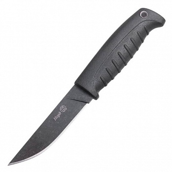 foto нож фиксированный кизляр норд (длина: 220мм, лезвие: 110мм, черное), черный, ножны кожа