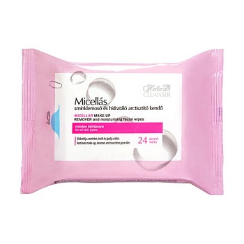 фото зволожувальні міцелярні серветки для зняття макіяжу helia-d micellar make-up remover and moisturising facial wipes, 24 шт