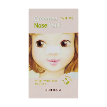 фото очищувальний патч для носа etude house green tea nose pack з зеленим чаєм, 1 шт