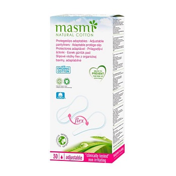 фото щоденні гігієнічні прокладки masmi natural cotton adjustable, 30 шт