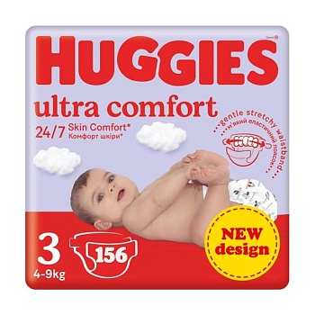 фото підгузки huggies ultra comfort розмір 3 (4-9 кг), 156 шт