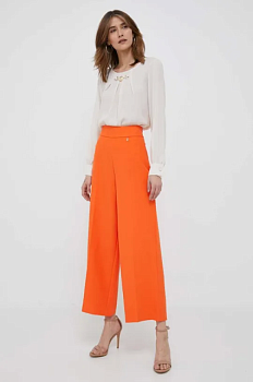 фото штани artigli жіночі колір помаранчевий широке висока посадка
