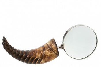 foto увеличительное стекло j-line с деревянной ручкой в виде рога бельгия (96956)