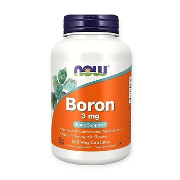 фото дієтична добавка мінерали в капсулах now foods boron бор 3 мг, 250 шт