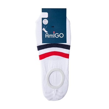 foto шкарпетки чоловічі amigo ss19 сліди, білі з синьою та червоною смужками, розмір 29