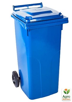 фото бак для сміття на колісах з ручкою 120 л синій (3072)