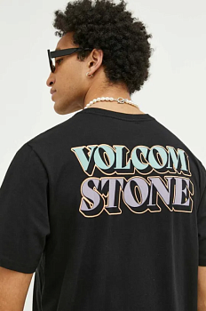 фото бавовняна футболка volcom колір чорний візерунок