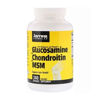 фото дієтична добавка в капсулах jarrow formulas glucosamine + chondroitin + msm глюкозамін, хондроїтин, мсм, 240 шт