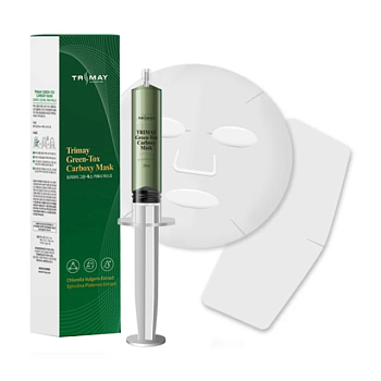 фото детокс-маска для карбоксітерапії обличчя та шиї trimay green-tox carboxy mask, 1.79 г + 0.7 г + 25 мл