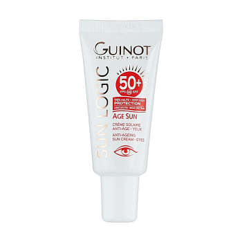 фото сонцезахисний антивіковий крем для шкіри навколо очей guinot age sun anti-ageing sun cream eyes spf 50+, 15 мл