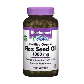 фото дієтична добавка в желатинових капсулах bluebonnet nutrition flax seed oil органічна лляна олія 1000 мг, 100 шт