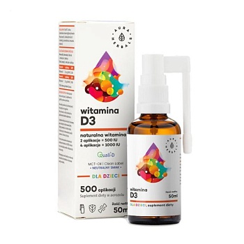фото дієтична добавка дитяча в спреї aura herbals vitamin d3 вітамін d3, 50 мл