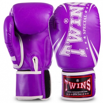 foto перчатки боксерские кожаные на липучке twins bgll1 фиолетовый 14oz