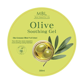 фото заспокійливий та відновлювальний гель для тіла та волосся mbl olive soothing gel з екстрактом оливок, 300 мл