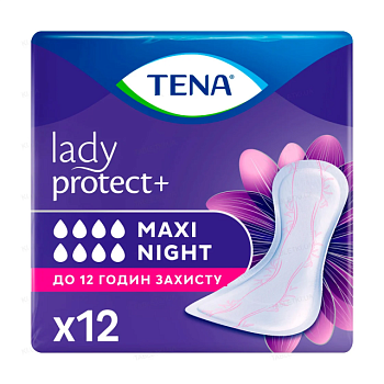 фото прокладки урологічні жіночі tena lady maxi night, 12 шт
