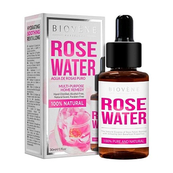 фото трояндова вода для обличчя biovene pure & natural rose water, 30 мл
