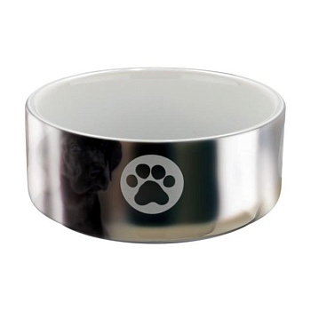 фото миска для собак trixie керамічна, срібна, 12 см, 300 мл