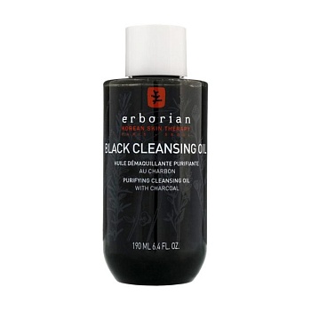 foto чорна олія для очищення обличчя erborian black cleansing oil, 190 мл