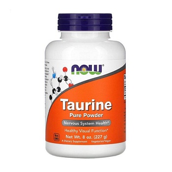 фото дієтична добавка в порошку now foods taurine pure powder таурин, 227 г