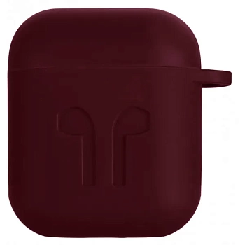 foto чохол для навушників 2e for apple airpods pure color silicone imprint 1.5mm marsala (2e-air-pods-ibsi-1.5-m)