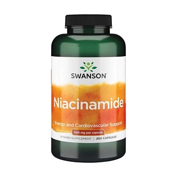 фото дієтична добавка вітаміни в капсулах swanson niacinamide ніацинамід, 500 мг, 250 шт