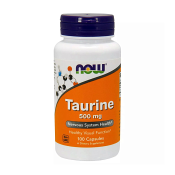 фото дієтична добавка в капсулах now foods taurine таурин, 500 мг, 100 шт