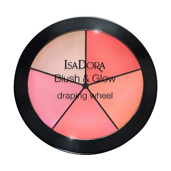 фото палетка рум'ян для обличчя isadora blush & glow draping wheel 56 pink pop, 18 г