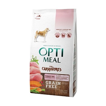 foto повнораціонний беззерновий сухий корм optimeal для дорослих собак усіх порід індичка та овочі, 10 кг