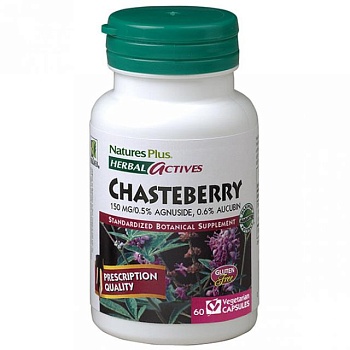 фото natures plus herbal actives chasteberry 150 mg 60 caps экстракт плодов авраамового дерева
