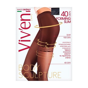 foto колготки жіночі viv'en petty forming slim body sculpture з моделювальними шортиками, 40 den, бронз, розмір 3