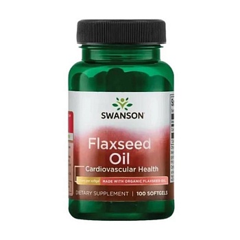 фото дієтична добавка в гелевих капсулах swanson flaxseed oil лляна олія, 100 шт