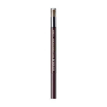 фото олівець-пудра для брів the saem eco soul pencil & powder dual brow 01 natural brown, 0.8 г