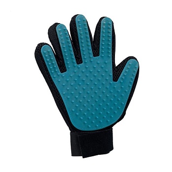 фото гребінець-рукавичка для вичісування шерсті для кішок і собак trixie блакитна, 16*24 см
